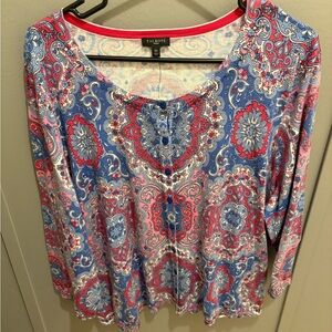 Talbots Women's Paisley Blouse - Blue and Pink